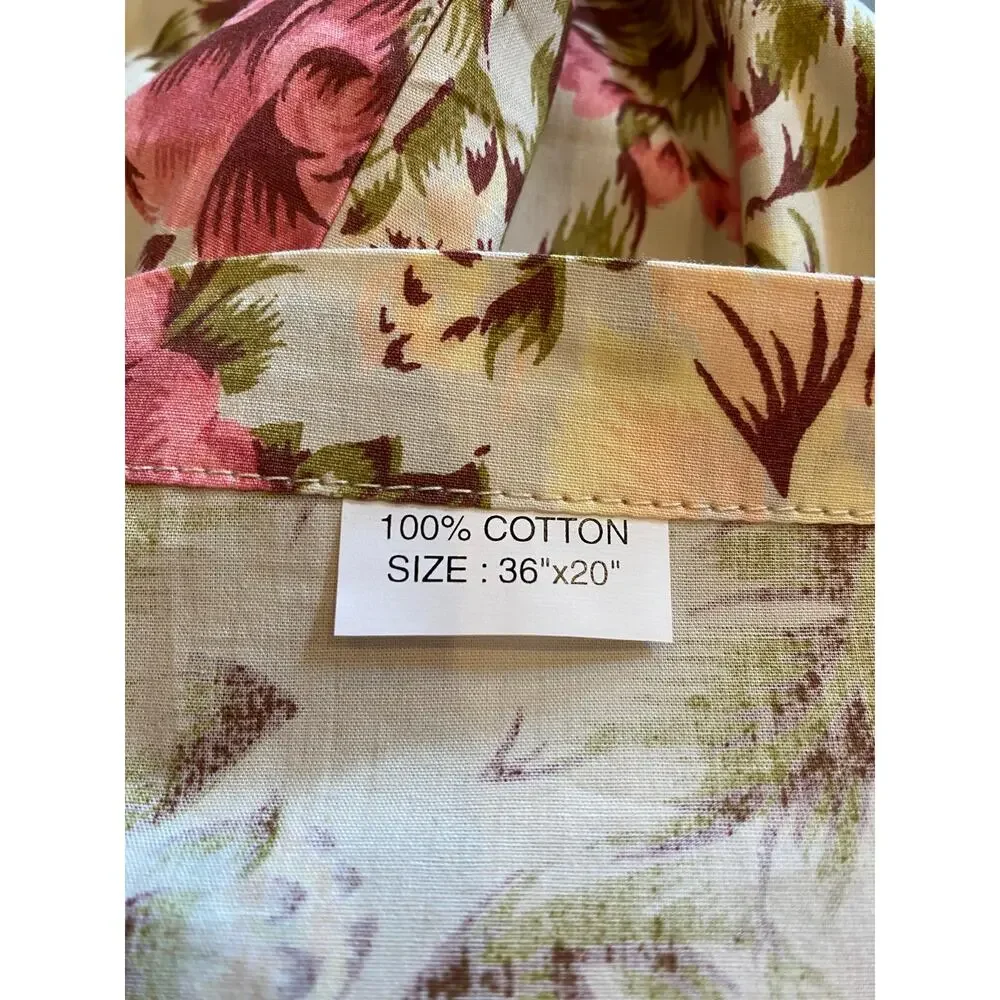 Cottagecore Cabbage Rose 100% Cotton King Duvet Cover & 2 Shams Pink, Olive